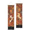 PLIGREAT Confezione da 2 arazzi da parete con cavallo e leone, verticali, vintage, con nappe, per camera da letto, soggiorno, lungo, sottile, decorazione per la casa, regalo