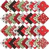 Irenare 50 Pezzi Tessuto Natalizio Tessuto di Cotone Natale Quadrati di Tessuto Trapuntato con Stampa Quadrati con 10 Diversi Motivi Natalizi Patchwork di Cotone per Tessuto Artigianale Scrapbooking Fai-da-Te