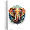MuchoWow© Quadri su Tela Foto Quadro Moderno Soggiorno Canvas Decorazioni | 60x80 cm - Camera da Letto Mandala - Elefante - Colori - Animali - Bianco