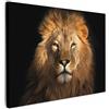 MuchoWow© Quadri su Tela Foto Quadro Moderno Soggiorno Canvas Decorazioni | 40x30 cm - Camera da Letto Leone - Animali - Nero - Chiaro - Marrone - Ritratto