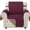 Ystyle Copridivano 1 Posto Con Braccioli, Reversibile Copri Divano Antigraffio Per Gatto Gatto, Copertura Divano Trapuntato Doppio Lato, Universale Sofa Cover, Bordeaux + Caffè Chiaro