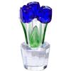 Generic Statuetta ornamentale Bouquet, romantica, creatività, fiori colorati, figura elegante e raffinata, scultura in cristallo (Blu)