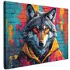 MuchoWow© Quadri Con Cornice Decorazione Quadri Per Camera Da Letto | 70x50 cm - Quadretti Da Parete Moderni Quadro Moderno Soggiorno Grande Foto Su TelaGraffiti - Lupo - Street art - Animali