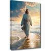 LZIMU Gesù Stampe su Tela Gesù Cammina sulla Spiaggia Quadri Dio Poster Cattolico Artwork for Spiritual Room Decorazione della Parete della Camera da Letto Incorniciato (30.00x45.00cms)