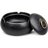 Henjunu Posacenere da Tavolo Ceramica,Posacenere con Coperchio(Nero) | Ashtray Ceramic,Design Retrò,Antivento,Impermeabile,Uso Interno ed Esterno,per Casa,Scrivania,Ufficio,Patio e Uso Esterno