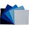 Discover Lifestyle & Fashion Fabrics Confezione da 5 scampoli di tessuto designer 100% percalle di cotone tinta unita FQ per trapuntatura, patchwork, artigianato, materiale per cucito | 19 x 20 (50cm x 52cm) (Feeling Blue)