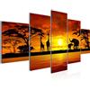 Runa Art Murali Da Parete Africa Tramonto 5 Pezzi Quadro Tela Non Tessuta Decorazione Soggiorno Panorama Rosa Grigio 000252a