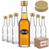 gouveo Set di 48 bottiglie di vetro lunghe da 20 ml con tappo a vite, colore oro, mini bottiglia da 0,02 l da riempire, bottiglie di vetro per liquori, olio o fai da te