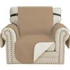 CYCMACO Copripoltrona 1 Posto Antiscivolo Con Braccioli, Café Chiaro | Copridivano Trapuntato Antiscivolo, Copri Divano Antigraffio Per Gatto, Universale Sofa Cover Antimacchia