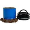 Planetary Design Airscape - Contenitore per caffè in acciaio inox, contenitore per alimenti, coperchio ermetico brevettato, elimina l'aria in eccesso, mantiene il cibo fresco (piccolo, blu opaco)
