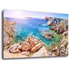 Printerland Quadro Moderno soggiorno MARE SARDEGNA PAESAGGIO Quadri moderni da Parete XXL grande Stampa su tela Canvas Decorazione Murale muro Arredo Camera da letto Cucina (50x70 cm, Sardegna)