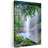 MuchoWow© Stampa su Tela Canvas Quadri per il Soggiorno Quadro Camera da | 20x30 cm - Letto Decorazioni Parete Giungla - Foresta tropicale - Acqua - Cascata - Piante