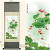 Newscz Arte da Parete Asiatica - Dipinti su Pergamena di Seta - Decorazione da Parete con Pesci e Foglie di Loto - Arazzi Estetici per Camera da Letto - 91,4 x 30,5 cm