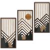 Rongxze 3 decorazioni da parete in legno, stile boho, 40 x 20 cm, incorniciate, con montagna, foresta, tramonto, decorazione da parete per soggiorno, camera da letto, corridoio, casa di campagna