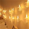 DINOWIN Striscia di luci a LED Fibra ottica Fiore 32.8Ft 80 LED Led Stringa Luci a Batteria Catena Luminose Lucine Fata Luci per camera da letto Natale Matrimonio Festa (Bianco Caldo)