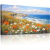 MHARTK66 Quadri Moderni Soggiorno Grandi, 50x100 cm Stampe da Parete Mare Blu e Fiori, Quadro Camera da Letto Su Tela Decorazioni Parete Bagno Ufficio Sala Da Pranzo