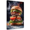 Feeby Stampa su Tela - Quadri Moderni Soggiorno - Quadro Camera Da Letto - Ristorante che mangia hamburger - 40x60 cm - Decorazioni Parete