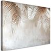 Feeby Quadri Camera Da Letto - Stampa su Tela - Quadro Moderno Soggiorno - Foglie di palma pendenti su sfondo beige - 45x30 cm - Decorazione Da Parete