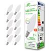 greenandco 10x Lampadina a filamento LED IRC 90+ smerigliata E14 2W (equivalente 20W) 200lm 2700K (bianco caldo) 360° 230V AC Vetro, forma de vela, nessun sfarfallio, non dimmerabile