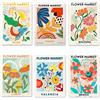 QincLing Set di 6 poster FLOWER MARKET - Elegante stampa artistica floreale A4 moderna decorazione da parete vintage senza cornice - poster di alta qualità per soggiorno, camera da letto, sala da pranzo
