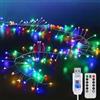 KINGCOO 3M 100LED Luci di Stringa Grappolo con Timer Telecomando,Argento Filo Fuoco d'artificio Fate Catena Luminosa USB Alimentato per Giardino Matrimoni Esterno Interno Festa Natale (Multicolor)