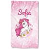 Babloo Asciugamano Telo Mare Bambina in Microfibra grafica Unicorno Rosa Personalizzato con Nome Morbido e Compatto dall' Asciugatura Rapida (70x100cm)