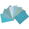 Jukway 7 Pezzi Tessuto di Cotone 50 x 50 cm Stampati Stoffa Patchwork Quadrati Tessuti Bundle Design Assortiti Trapuntato Cucito fai da te Decorazione Artigianato Quilting Scrapbooking (Blu Menta)