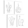 mojoliving Set di poster moderni da cucina, in bianco e nero, decorazione da parete per la cucina, poster estetici, per il soggiorno