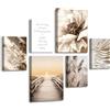 HALFLEMART 6Pcs Stampa su tela Con Cornice Peonia Bianca Fiori Floreale Pittura Boho Erba della pampa Quadri su tela Poster Spiaggia Mare Quadretti Quadri Moderni Soggiorno Camera da letto 30x40cmx2+20x30cmx4