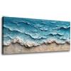 Lupia - Quadro moderno Canvas World ONDE 52x122 cm, Stampa su Tela, Telaio in Legno, per soggiorno capezzale camera da letto ufficio, onde del mare spiaggia