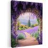 MuchoWow© Quadri Moderni Soggiorno Poster Da Parete Decorazioni Muro | 50x70 cm - Salotto Quadro Grande Foto Con Cornice Stampe Su Tela Camera Da Letto Vista - Lavanda - Viola - Fiori - Cancello