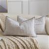 Madizz 2 Pezzi Copri Cuscini in Chenille Morbido con Bordo Decorativo Copricuscini Fodere per Cuscino Lusso Stile per Divano e Letto Grigio chiaro 30x50 cm