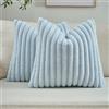 Ystyle Federe Cuscini Divano 50x50 2 Pezzi, Copricuscini in Morbido Peluche a Strisce, Fodere Cuscini Moderni Elegante Decorativi, Resistente per Divano Soggiorno Camera, Azzurro