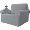 Ystyle Universale Copridivano 1 Posto con Braccioli, Grigio Argento | Sofa Cover Antigraffio Gatto, Pesante Fodere Copridivani Elasticizzato, Copripoltrona Antimacchia Lavabile Antiscivolo