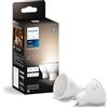 Philips Hue Faretto Smart GU10, Luce Bianca Soffusa (2 pezzi), 400lm, Compatibile con Bluetooth, controllo vocale con Alexa, Apple Home e Google Assistant