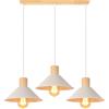 PETITES ECREVISSES Lampadario a sospensione industriale 3 Luci Plafoniera Vintage Metallo e legno Lampada da soffitto in Stile Edison Attacco E27 Paralume Ø22cm per Cucina Caffè Bar (Bianco - barra in legno)