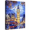HALFLEMART Città di Londra Big Ben Quadri Moderni Quadro Moderno Vista sull'autobus rosso Stampa su Tela Con Cornice Pittura Quadri su tela Quadretti da Parete Soggiorno Camera da Letto Corridoio 40x60cm