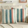 Ystyle Chenille Federe Cuscini Divano 50x50 2 Pezzi, Federa Cuscino Decorativa a Strisce con Texture Trapuntata Soffice, Boho Copricuscino Divano per Divano Soggiorno Camera, Ciano