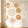 Generico Set di 9 cestini da parete Boho, decorazioni da parete in rattan e viminis, decorazioni rotonde per soggiorno camera da lettos sala pranzo ufficio