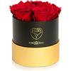 Amoroses Petite - Confezione Regalo 5 Rose Stabilizzate Eterne - Elegante Bouquet di Fiori Veri | Idea Regalo (Petite Scatola Nera con Rose Rosse)