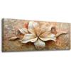 Lupia - Quadro moderno Canvas World GIGLIO 52x122 cm, Stampa su Tela effetto Pennellate tridimensionale, Telaio in Legno, per soggiorno capezzale camera da letto ufficio fiori bianchi beige rosa