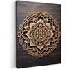 MuchoWow© Quadri Astratti su Tela Foto Quadro Moderno Soggiorno Canvas | 30x40 cm - Decorazioni Camera da Letto Mandala - Legno - Fiori - Marrone