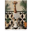 Dazzlewall Quadro Bagno Giraffa Divertente, Poster con Giraffa con Occhiali che Legge il Giornale per Bagno Toilette 30×40 cm Senza Cornice