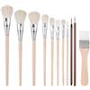 Thinp Set di pennelli per mocio, 11 pezzi, dimensioni assortite, versatili, per sfumare i peli di capra, pennelli multiforme, con manico in legno, pennello per acquerelli, acrilici, inchiostri a guazzo,
