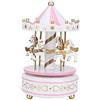 Duokon Carillon Merry-Go-Round, Cavalli Che Girano con la Riproduzione di Musica, Grande Anniversario Romantico Compleanno Natale Matrimonio di San (Bianco e Rosa)