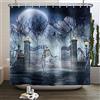 SDOTPMT 120x180cm Divertente Skull Skeleton Shower Curtain Scary Spooky Night Moon Gothic Castle Forest Bath Curtain Halloween Tema Vasca da bagno Tenda per Bagno Decor con Ganci