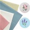 BTIYMU 4 Pezzi Lino Tessuto, BTIYMU Tessuto per Ricamo a Mano Punto Croce Stoffa Lino al Metro Rosa Bianco Beige Blu