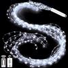 Joycome Fascio di Luce 1m 100 LED Luci a Cascata a Batteria (Bianco) | Telecomando, 8 Modalità di Illuminazione Catena Luminosa, Impermeabili Luci Decorative Stringa per Natale Giardino Festa