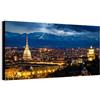Wallazz Quadro su Tela Piemonte - Quadri Moderni Soggiorno - Torino, Novara, Alessandria, Asti, Cuneo, Alba, Stresa - Stampa su Tela Canvas HD - Quadro Moderno Soggiorno 70x140 cm