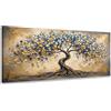 Wallazz Quadro su Tela Astratto - Quadri Moderni Soggiorno - Alberto della vita - Stampa su Tela - Decorazione camera da letto 50x150 cm
